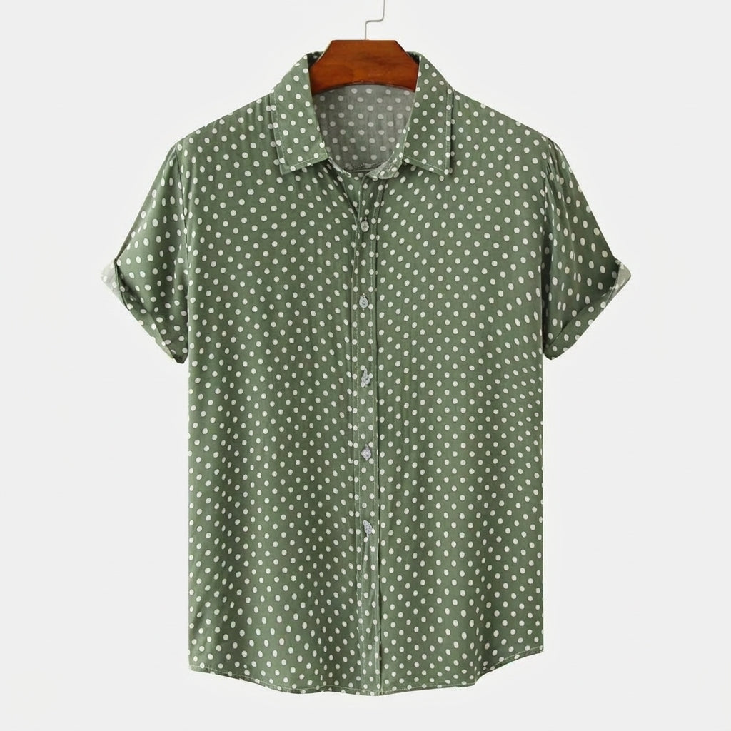 Hommes Chemise à manches courtes à imprimé à pois et boutonnage frontal | imported-image-5