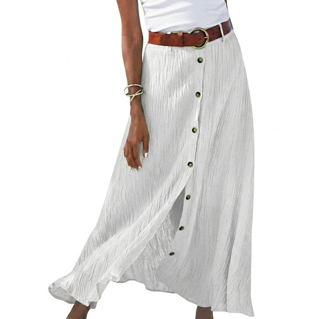 Jupe pour femme longue à taille haute et boutonnage frontal | imported-image-3