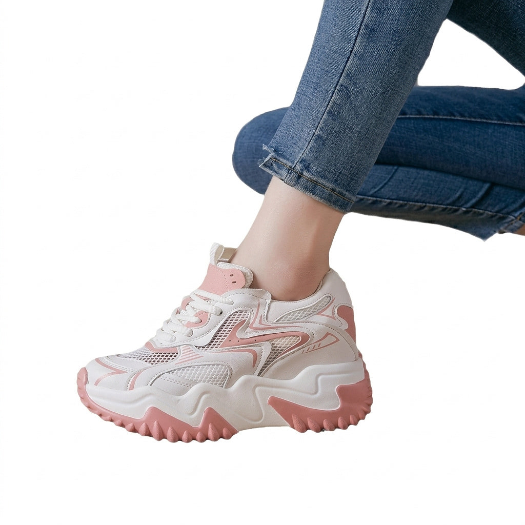 Baskets chunky à lacets en maille pour femme 8