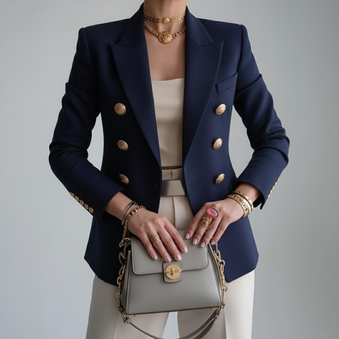 Blazer ajusté pour femme avec boutons dorés 2