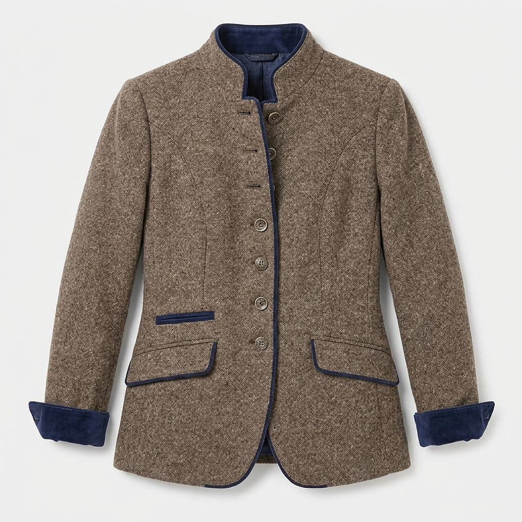 Blazer en tweed pour femme avec col montant 3