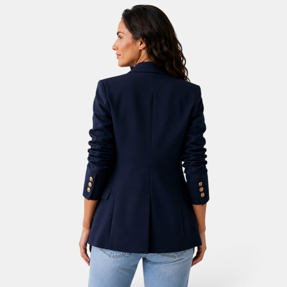 Blazer femme à double boutonnage et revers crantés 12