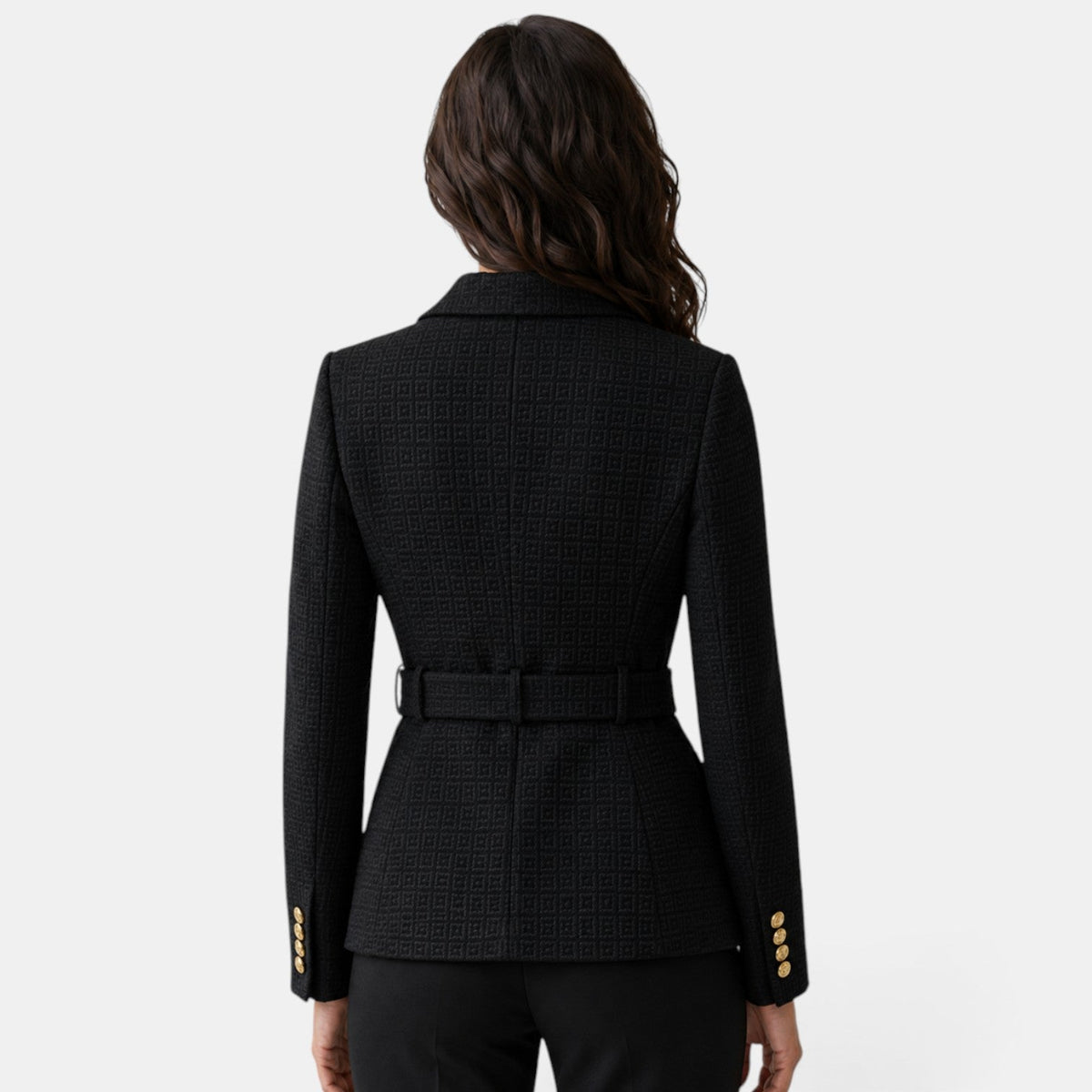 Blazer jacquard pour femme avec ceinture 6