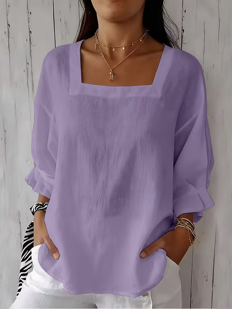 Blouse pour femme à encolure carrée et manches à volants 4