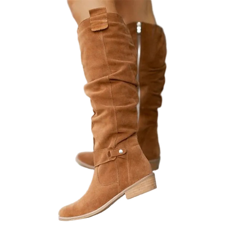 Bottes Hautes Femme Effet Daim & Fermeture Zippée Confortable-Gigié