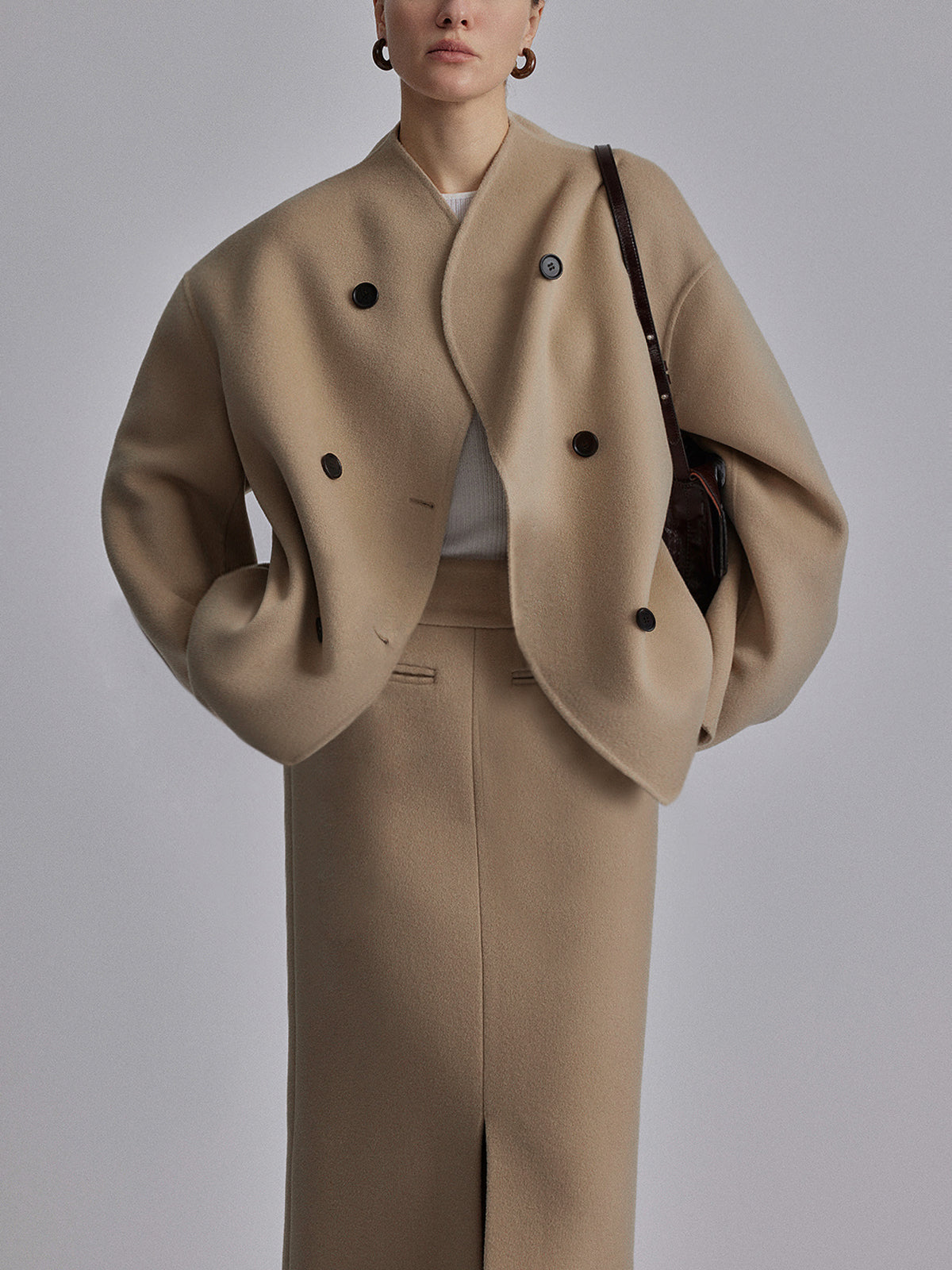 Caban en mélange de laine pour femme avec col montant 10