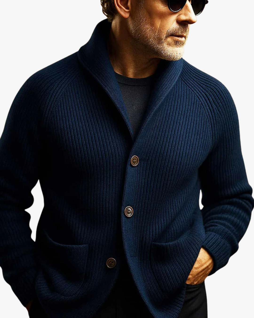 Cardigan en maille côtelée pour homme avec col châle 10