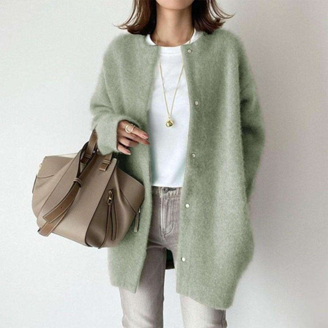 Cardigan long en maille pour femme avec fermetures à pression 8