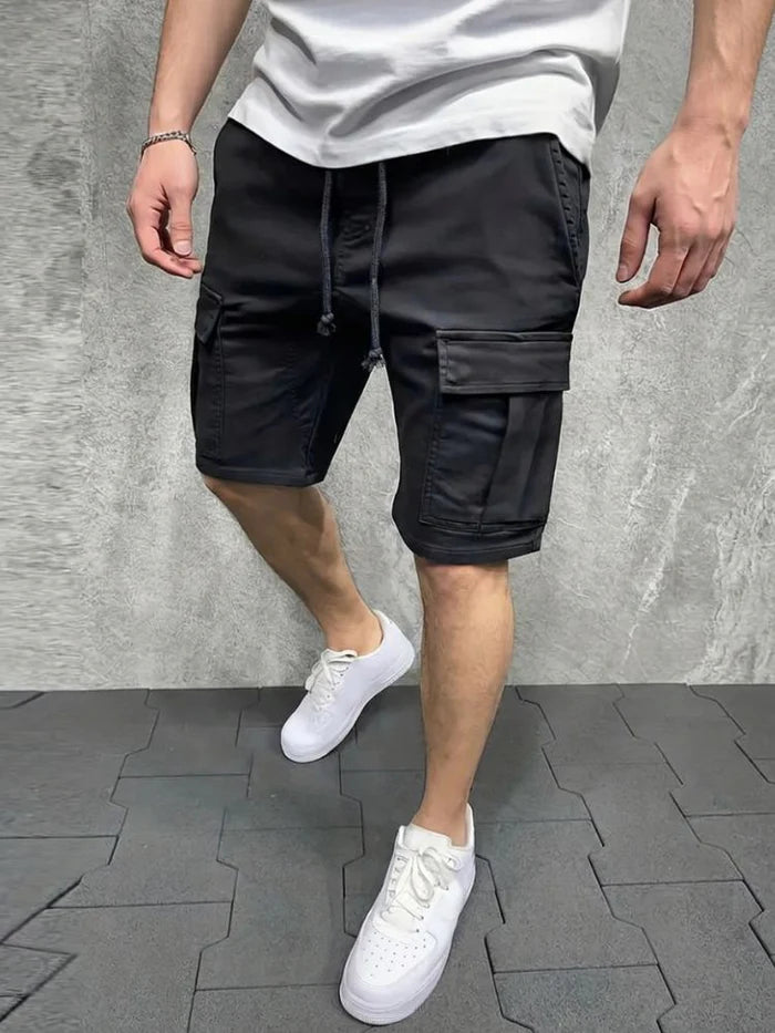 Short Cargo Homme avec Taille à Cordon et Poches à Rabat