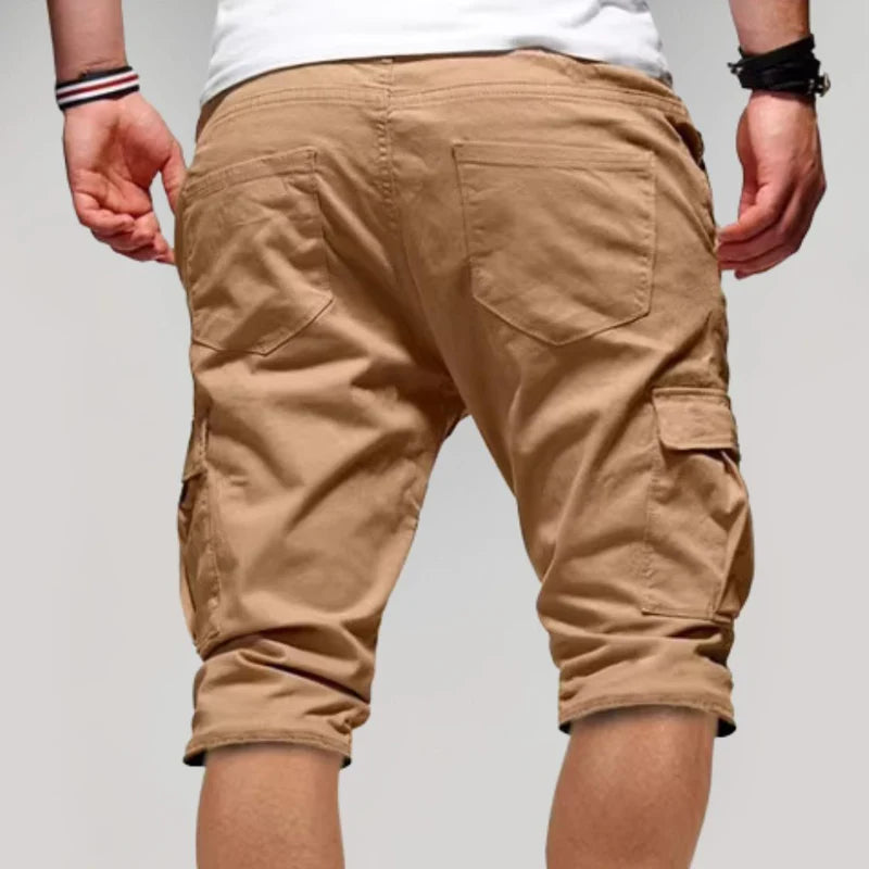 Short Cargo Homme avec Taille à Cordon et Poches Multiples