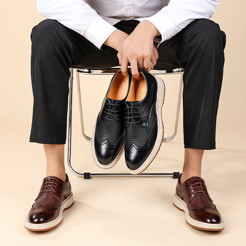 Chaussures Richelieu à lacets et bout fleuri pour homme 17