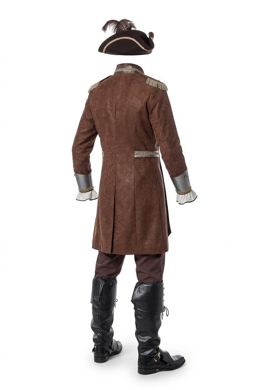 Costume d'Halloween de pirate pour homme avec long manteau et pantalon 2