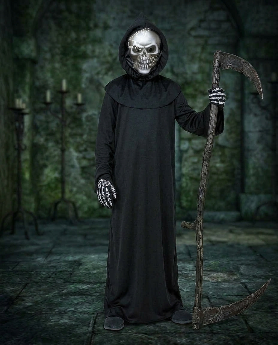 Costume d'Halloween unisexe de la Faucheuse avec masque 3