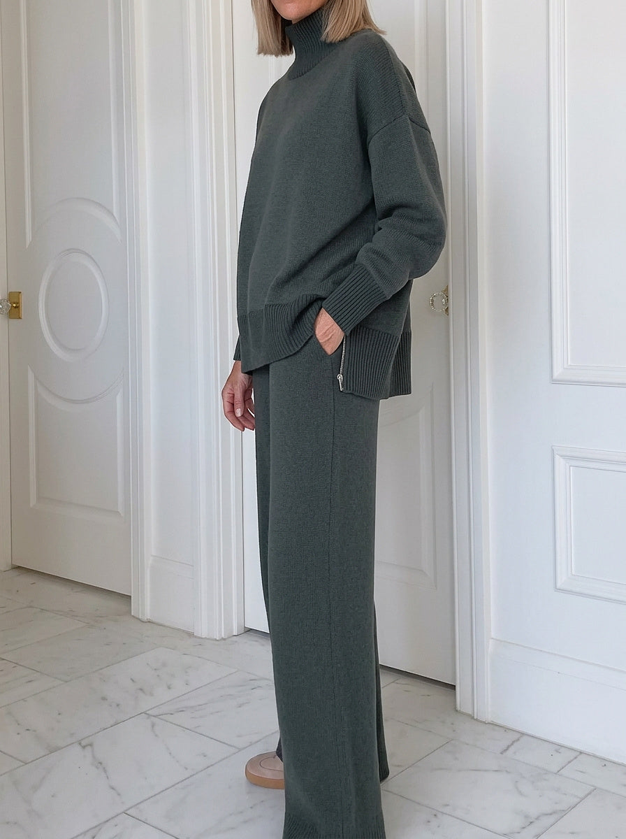 Ensemble deux pièces en maille à col montant pour femme 5