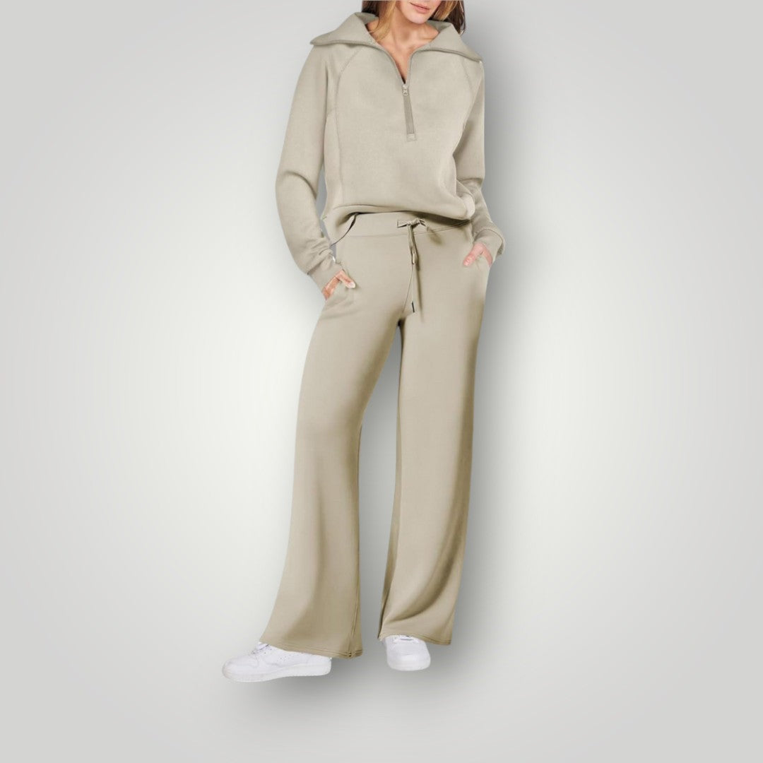 Ensemble pull à quart de zip et pantalon large pour femme 7