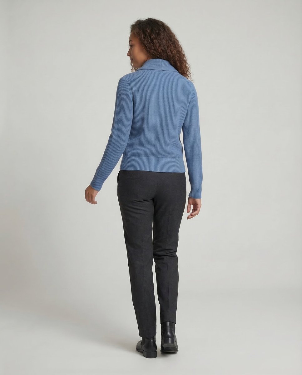 Gilet en maille côtelée pour femme avec col châle 8