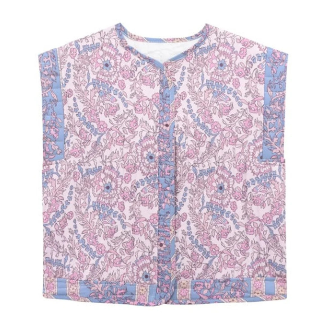 Gilet matelassé à motif floral pour femme 4