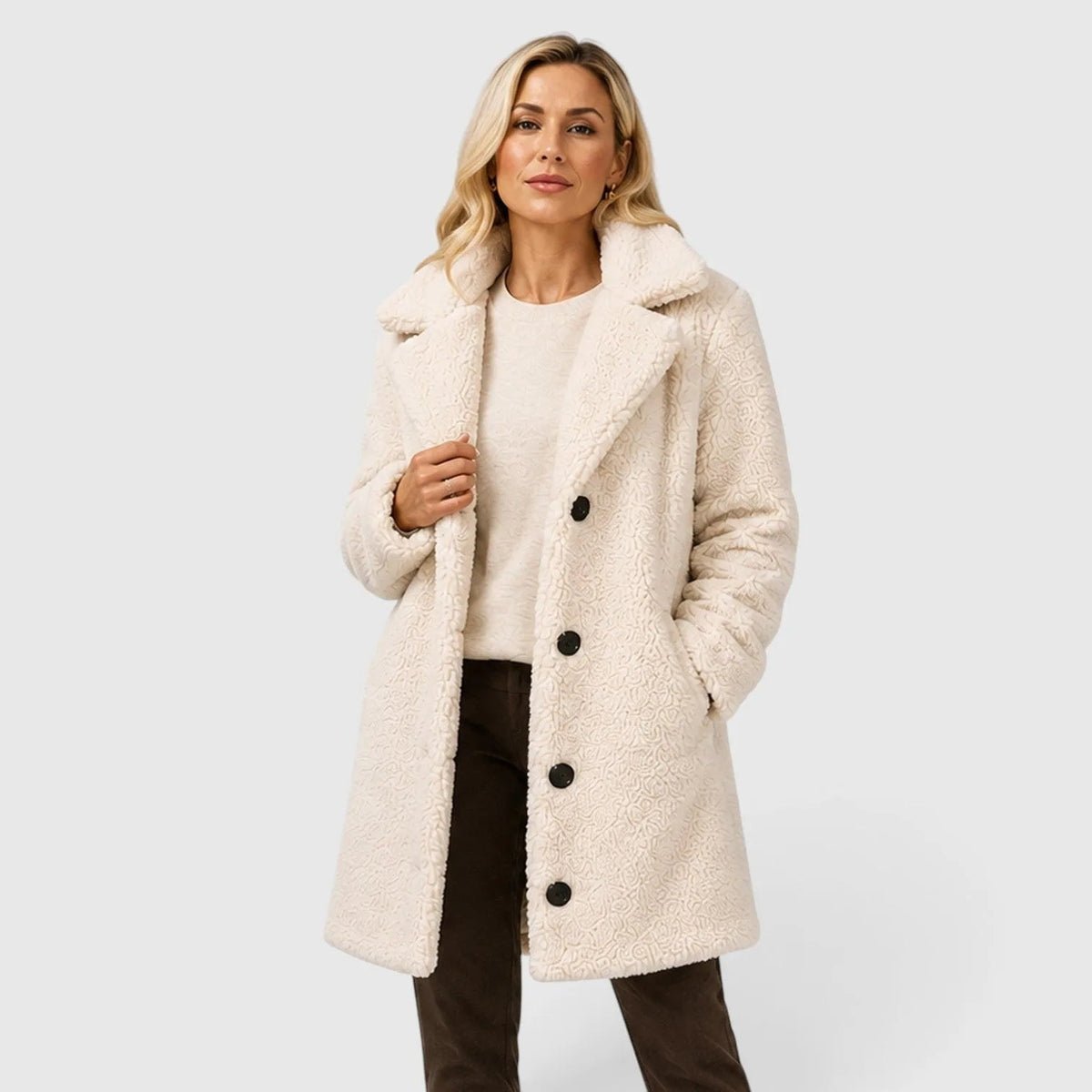 Manteau Teddy pour femme avec fermeture à boutons 15