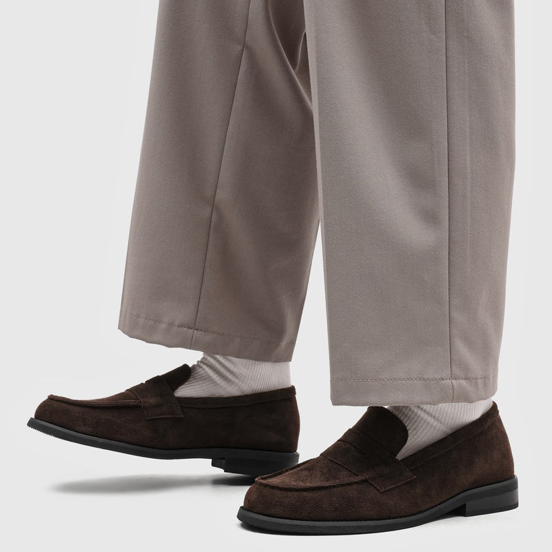 Mocassins Penny en daim pour homme avec surpiqûres contrastées 41
