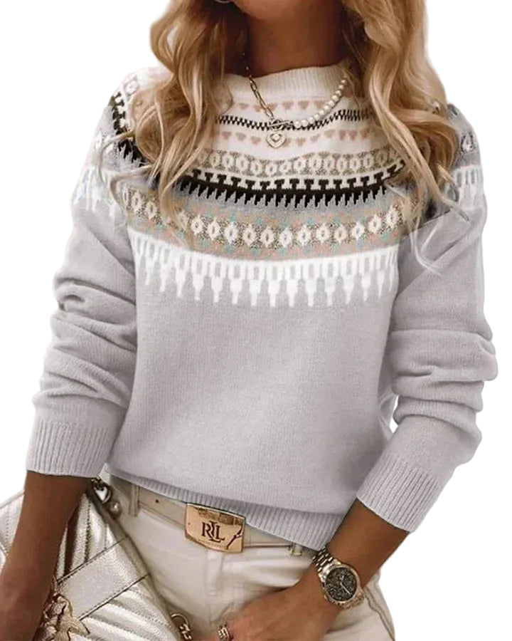 Pull Femme Hiver Motif Nordique-Gigié