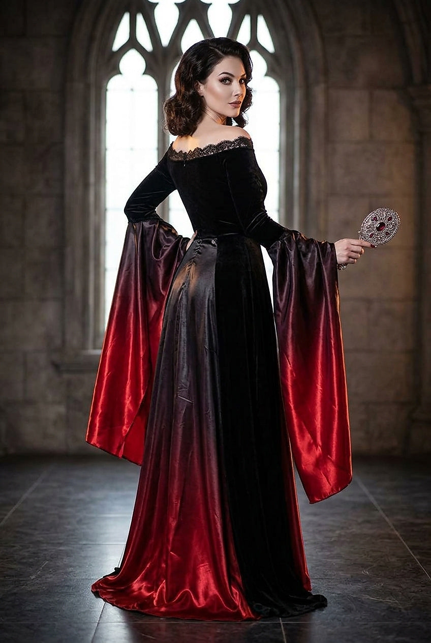 Robe Reine Vampire pour femme avec manches trompette ombrées 2