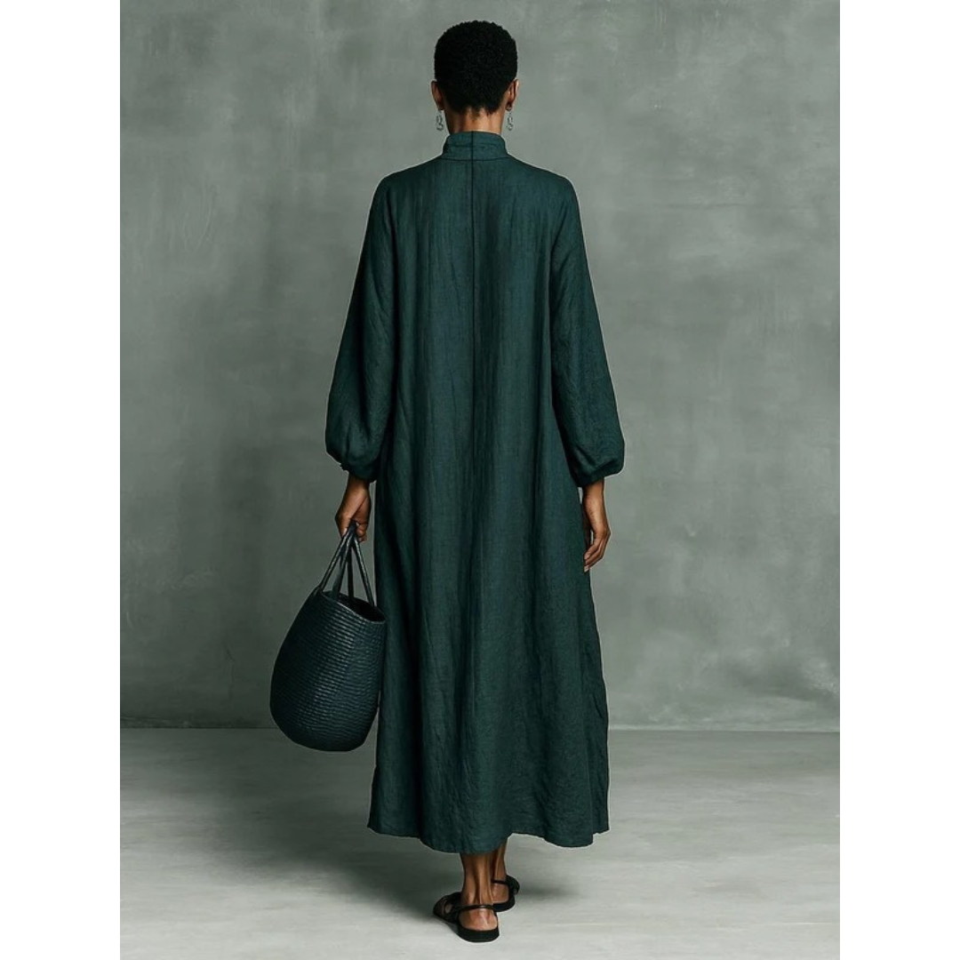 Robe longue à col montant brodée pour femme 4