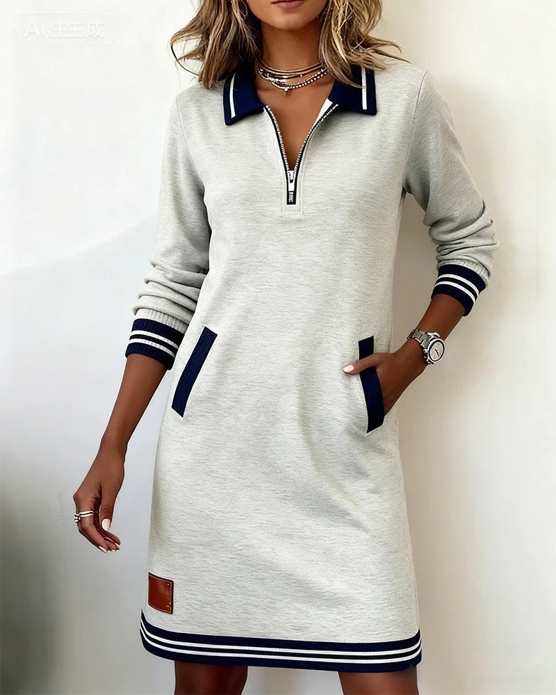 Robe polo à manches longues pour femme avec fermeture éclair 16