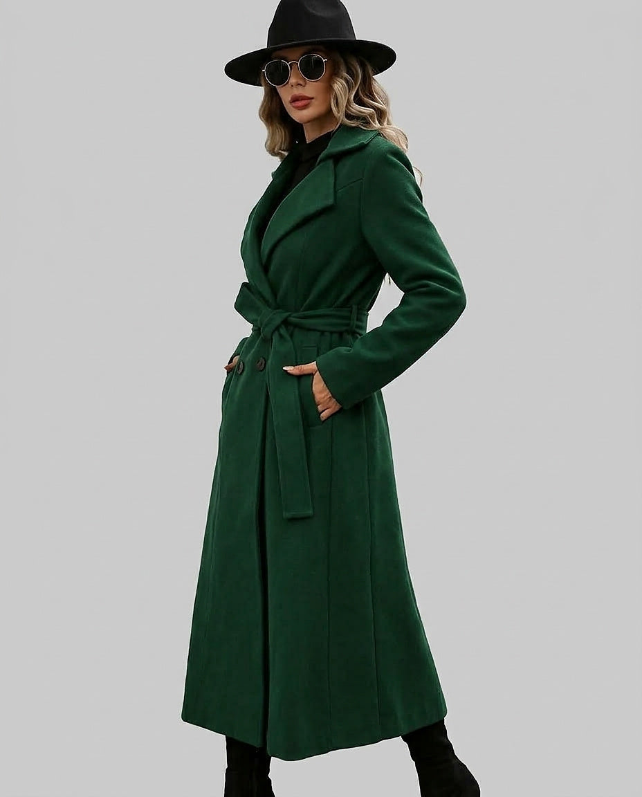Trench-coat long pour femme avec ceinture et col à revers 3