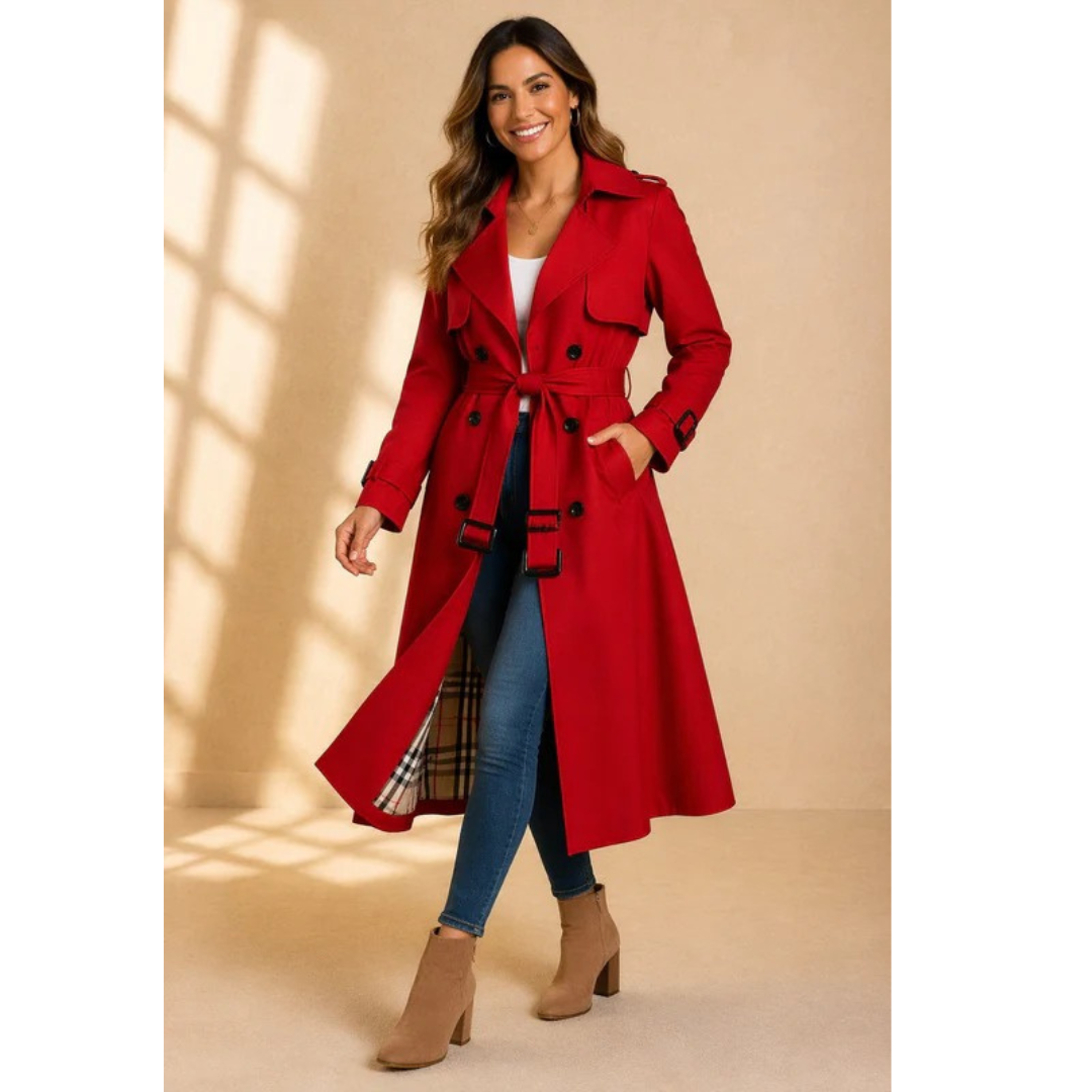 Trench-coat pour femme avec ceinture et col à revers 6