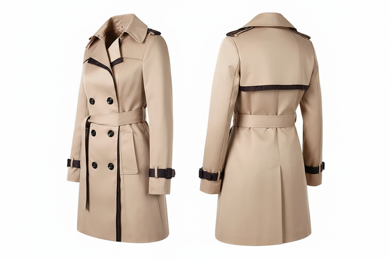 Trench femme à double boutonnage avec ceinture