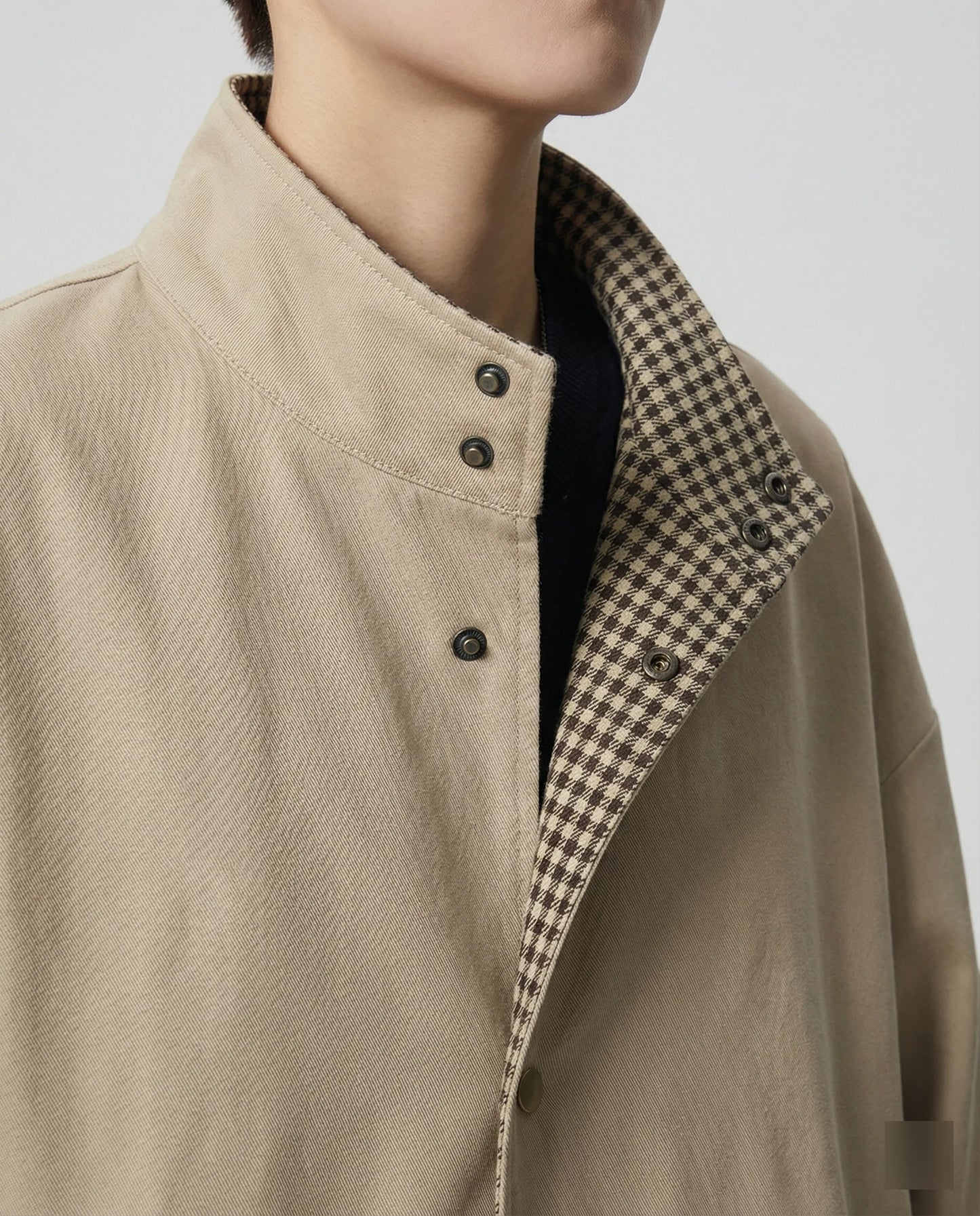 Veste Femme avec Fermeture Boutonnée et Col à Motif Carreaux