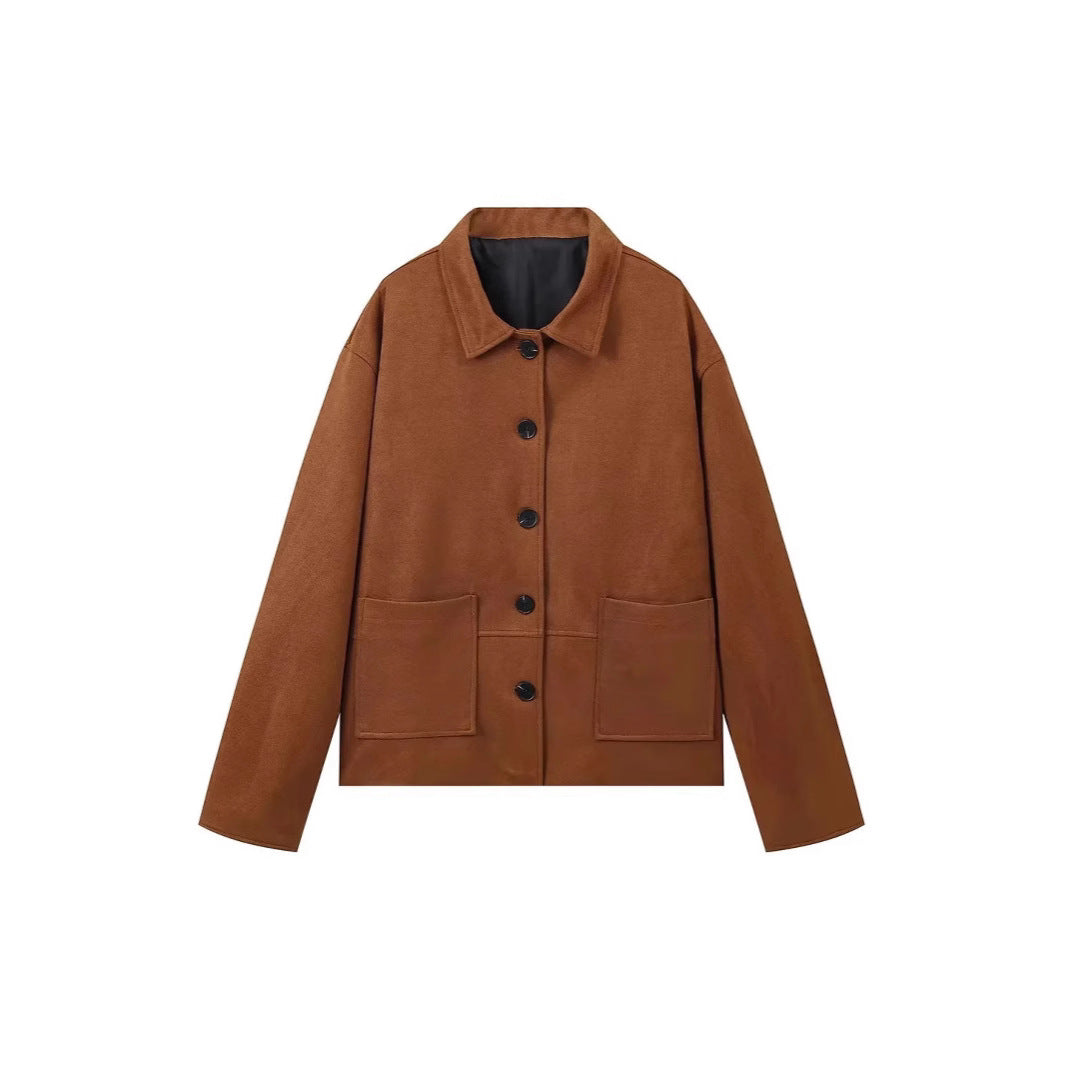 Veste en daim pour femme avec fermeture boutonnée 5