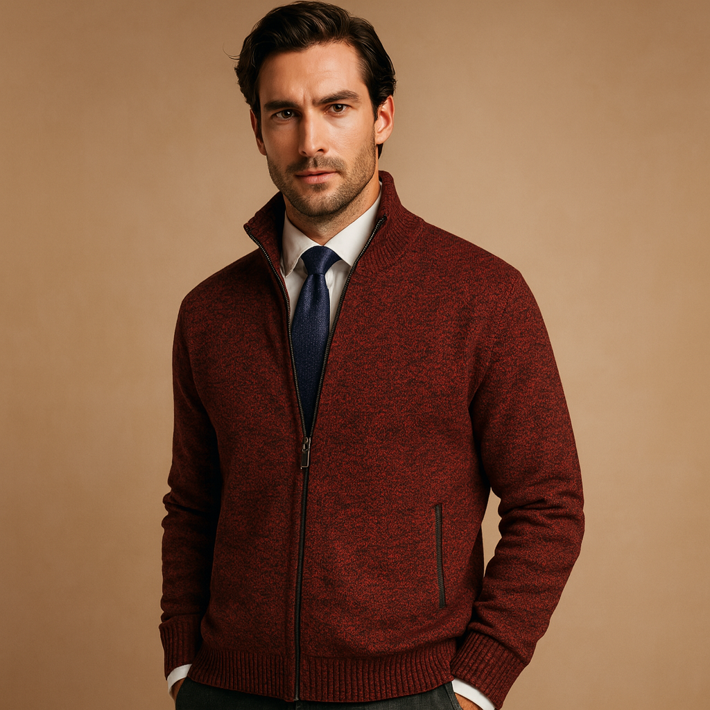 Veste zippée en maille à col montant pour homme 6
