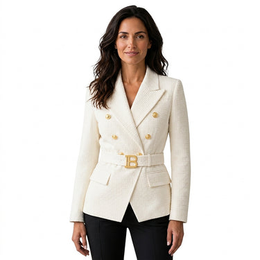 Blazer jacquard pour femme avec ceinture 1