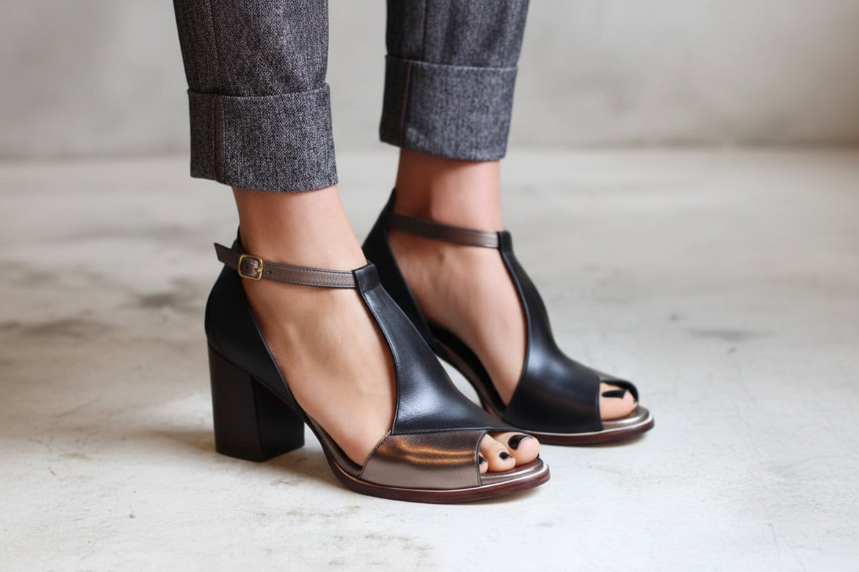 Chaussures pour femme avec avant ouvert et bride en T-Women Shoes-Gigié