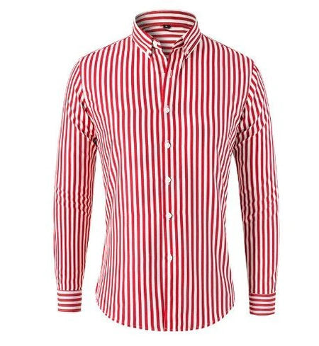 Chemise Homme à Rayures Manches Longues avec Boutonnage-Shirts for men-Gigié