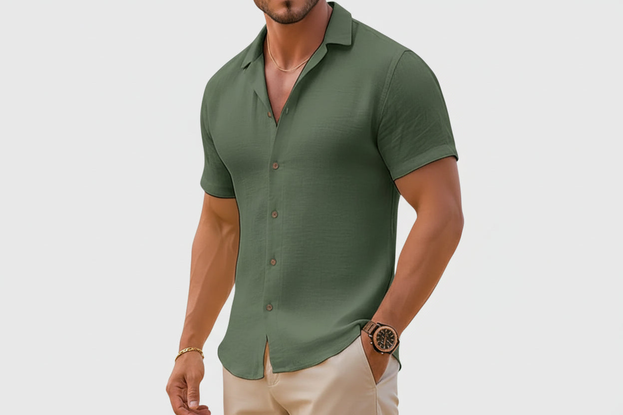 Chemise Homme Manches Courtes À Boutons-Gigié