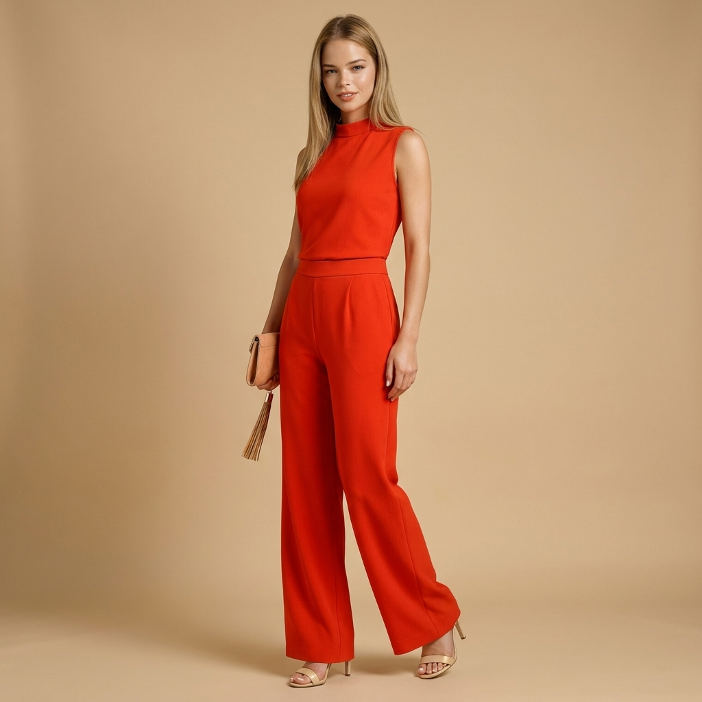 Combinaison femme sans manches avec col montant et jambes larges-Jumpsuits for women-Gigié