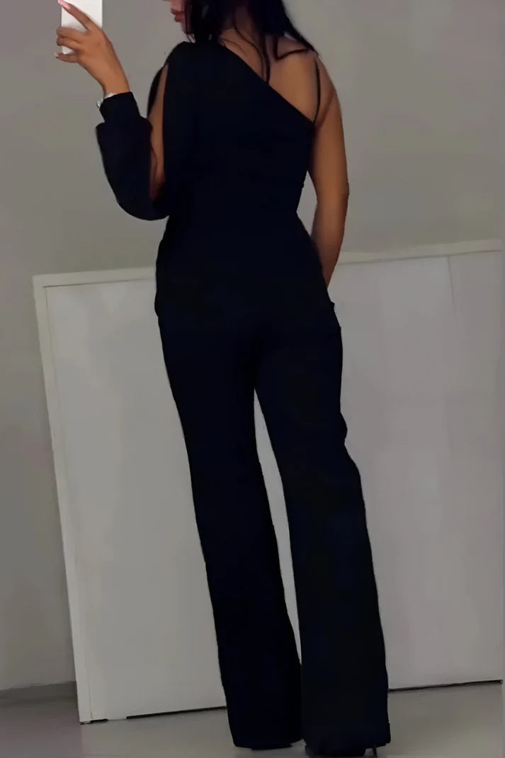 Combinaison Pantalon Asymétrique Avec Insert Pailleté-Gigié