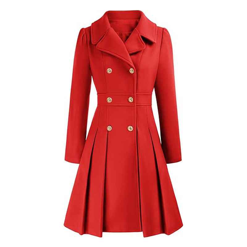 Manteau structuré à double rangée de boutons avec bas évasé pour femme