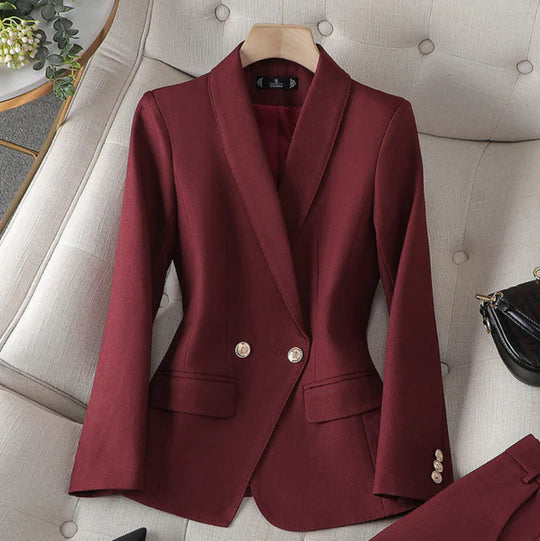 Tailleur Femme Blazer Cintré Pantalon Droit-Gigié