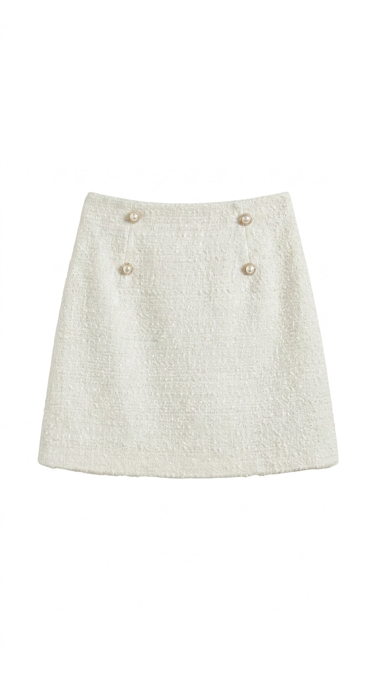 Femme Jupe Mini à Taille Haute et Texture Bouclée avec Boutons | imported-image-6