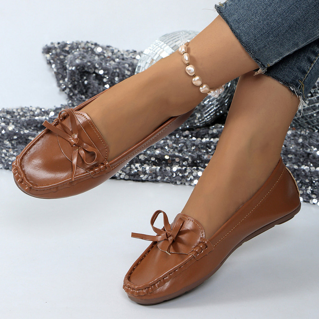 Mocassins Sans Lacets avec Nœud et Surpiqûres-Women Shoes-Gigié