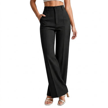 Pantalon droit taille haute pour femme 1