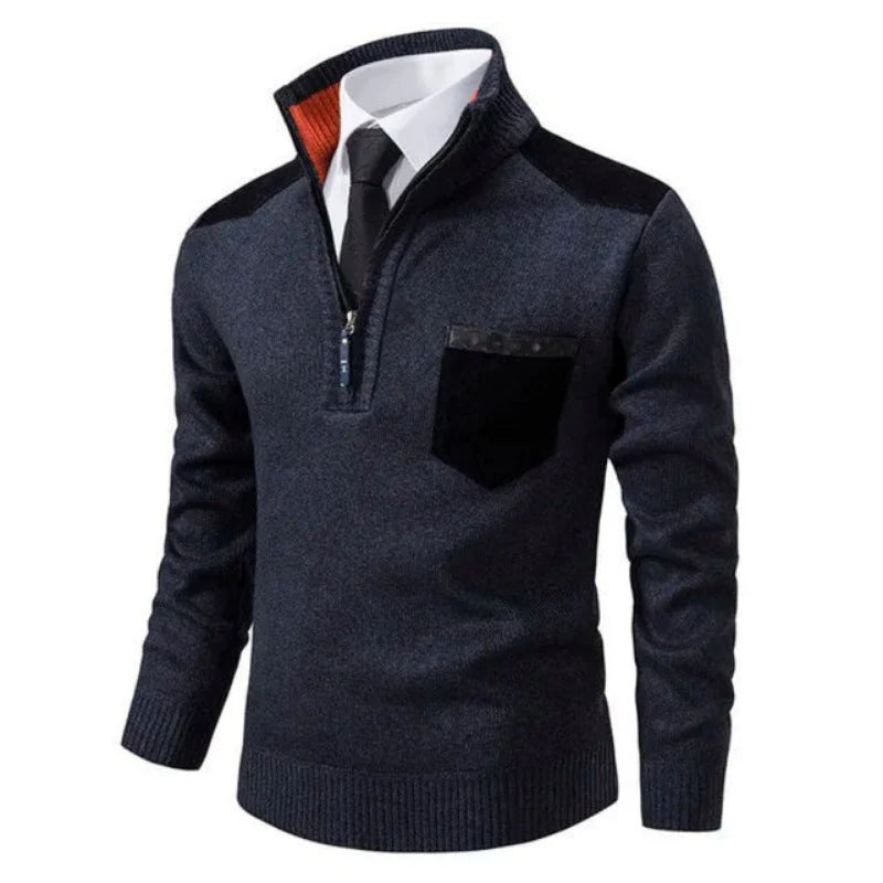 Pull Homme Demi-Zip Col Montant & Style Élégant-Gigié