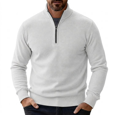 Pull-over zippé pour homme avec finitions côtelées 1