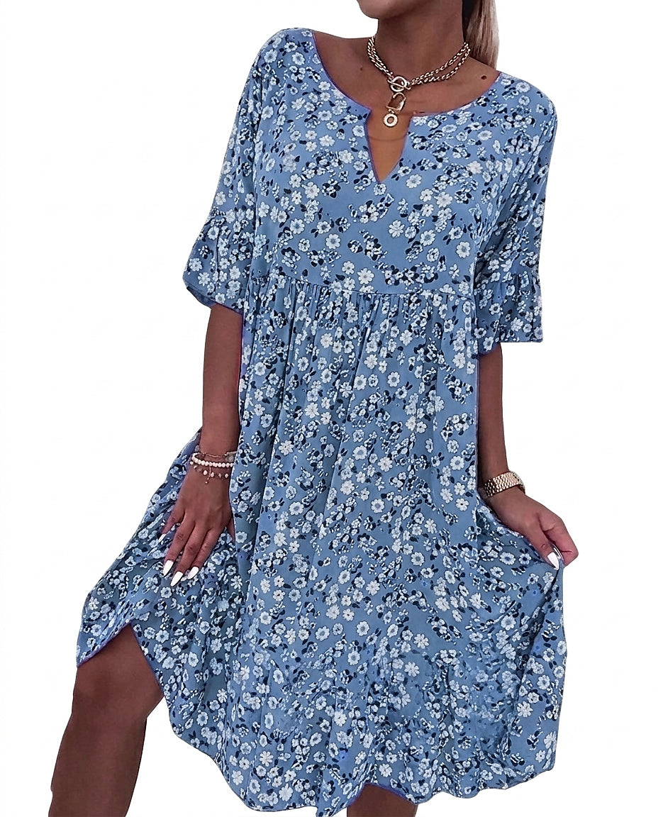 Robe midi à imprimé floral pour femme avec col en V 3