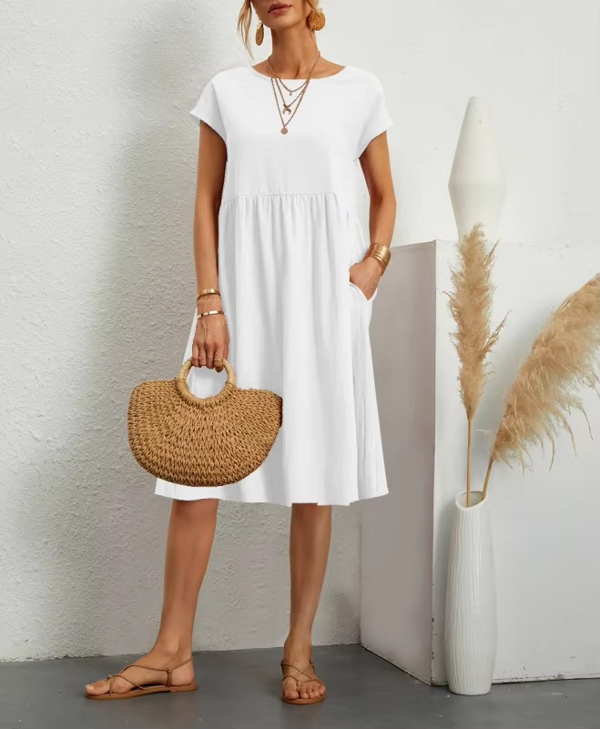Robe Midi Femme Manches Courtes-Gigié