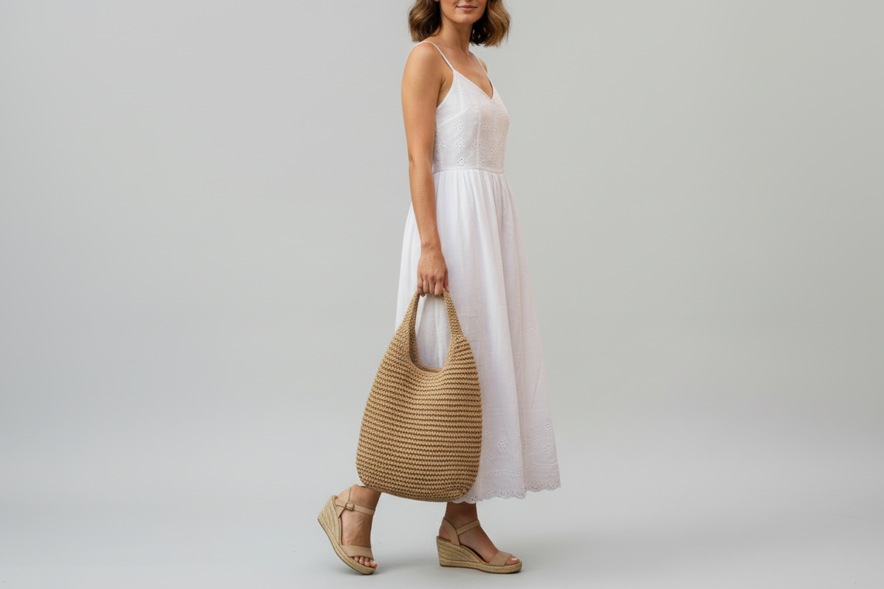 Sac Épaule Femme Tressé avec Anse Intégrée