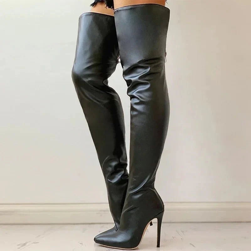 Bottes Femme Au-Genou à Talon Haut